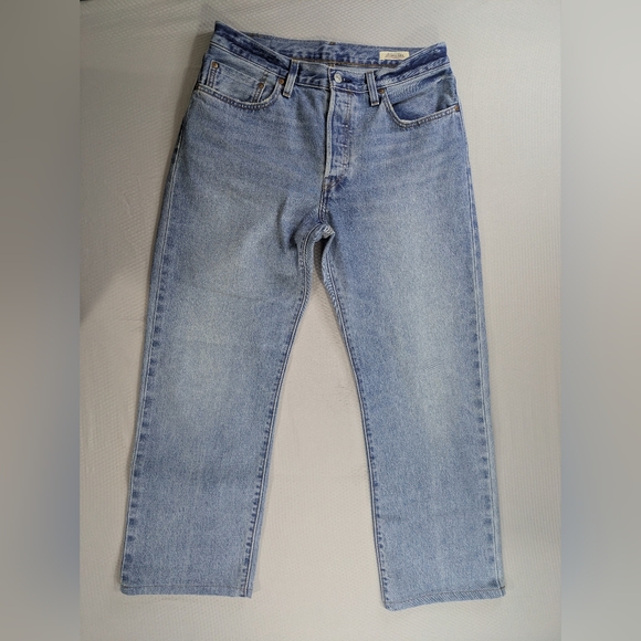 Levis 501 90s Jeans Mens 30x27 Blue Selvedge Relaxed Straight Denim Button Fly